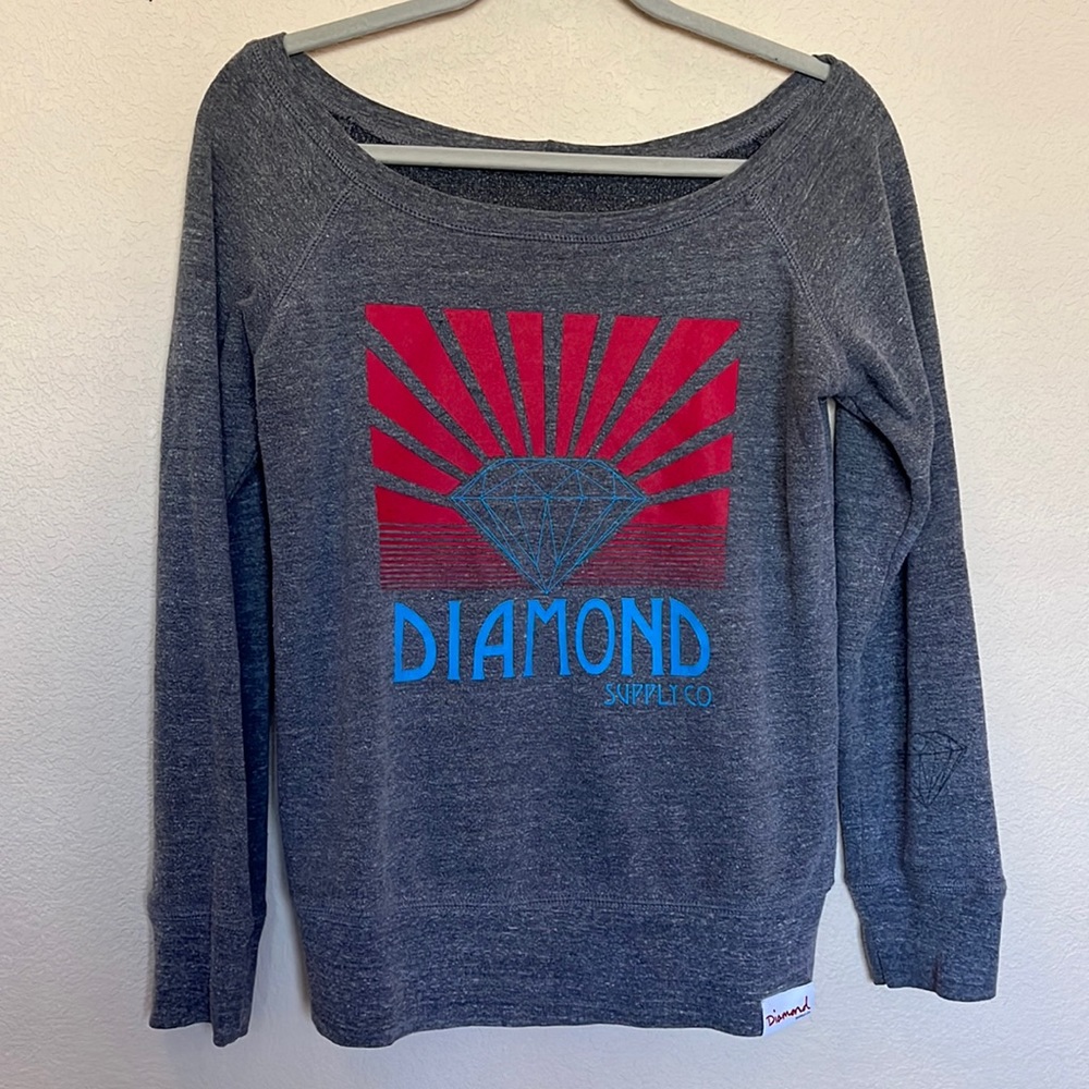 Diamond Crewneck/off the shoulder hoodie